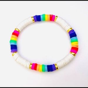 Rainbow Heishi Beaded Stretch Bracelet